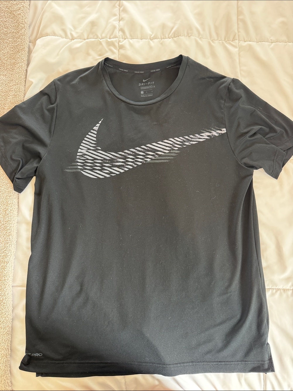 Nike Men’s Black Short Sleeve Dri-FIT Tee with Gray Swoosh